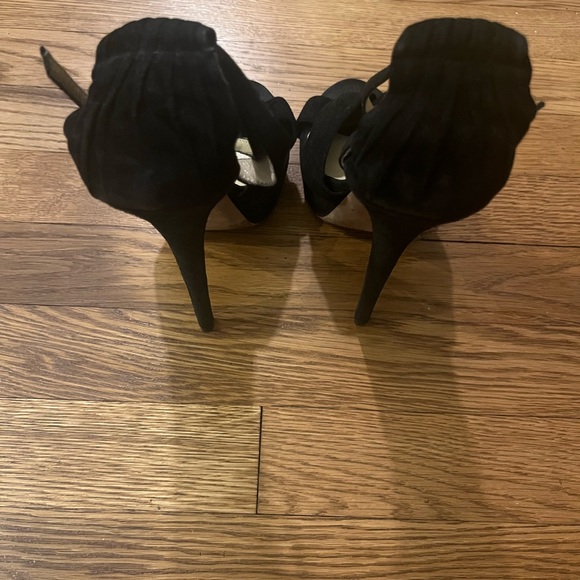 Strappy Black Suede Platform Jimmy Choo Heels - Picture 2 of 5